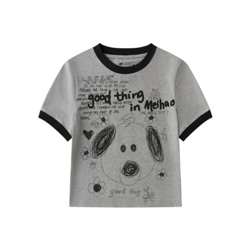 MeihaoStore Вересковый серый Унисекс Футболка