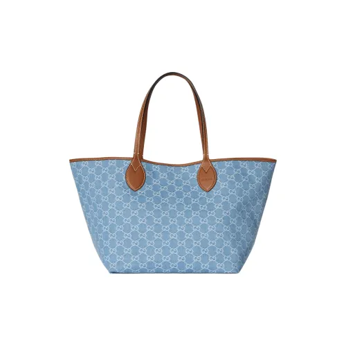 GUCCI Totissima GG Denim Тоут Сумка Сумка для покупок Сумка на плечо Большая Женская Синяя