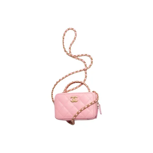 CHANEL 22K Осень и Зима Овчина Одно Плечо Через Плечо Косметичка Женская Светло-Розовая Красная