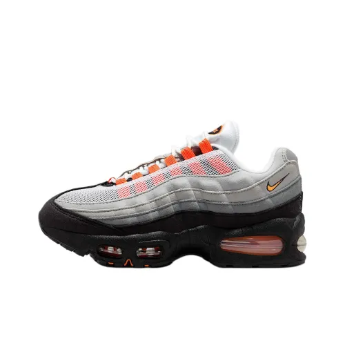Nike Air Max 95 Low Топ Детские Беговые Кроссовки Белый Ярко-Оранжевый Волчий Серый Светло-Дымчатый Серый Черный Подростки