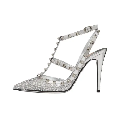Валентино Гаравани Рокстуд Узкий каблук Высокие каблуки 10 см Женские Серебряный