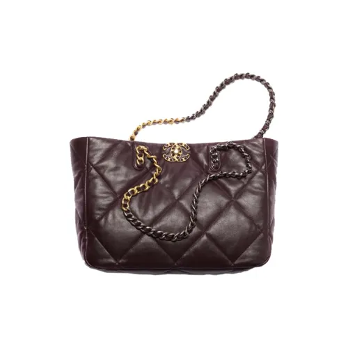 CHANEL 22K Осень и Зима Овечья кожа и Металл Тоут Сумка Сумка для покупок Сумка через плечо Сумка Женская Темно-коричневая