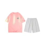 Pink (Розовый топ + Цветочные белые и серые шорты)