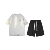 Белый Фотиния Серый (Белый Фотиния Серый Топ + Черные Шорты)