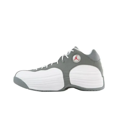 Jordan Jumpman Команда I Нижняя юбка Устойчивая к истиранию MID Топ Винтажные баскетбольные кроссовки Мужской Бело-серый