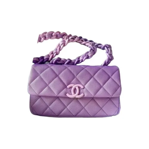 CHANEL Телячья кожа Flap Bag Сумка через плечо Мини Женский Фиолетовый