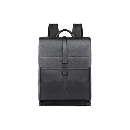 PESASRIE Рюкзак из натуральной коровьей кожи мужской черный
