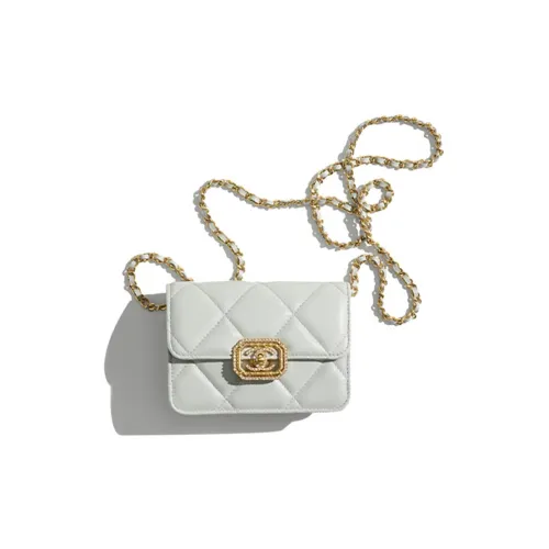 CHANEL Коровья кожа Одно плечо Через плечо Клатч Женский Светло-серый