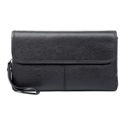 PESASRIE Клатч из крупнозернистой текстуры коровьей кожи мужской черный