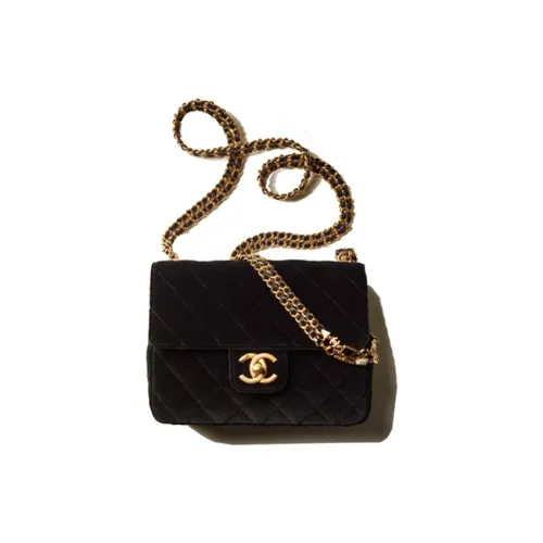 CHANEL Золотая Металлическая Эмаль Бархатная Сумка с Клапаном Сумка через плечо Женская Черная