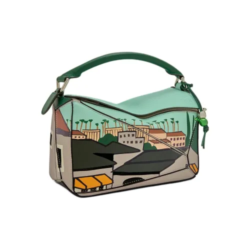 LOEWE Пазл Классический Коровья кожа Через плечо Одно плечо Сумка Маленькая Женская Многоцветная