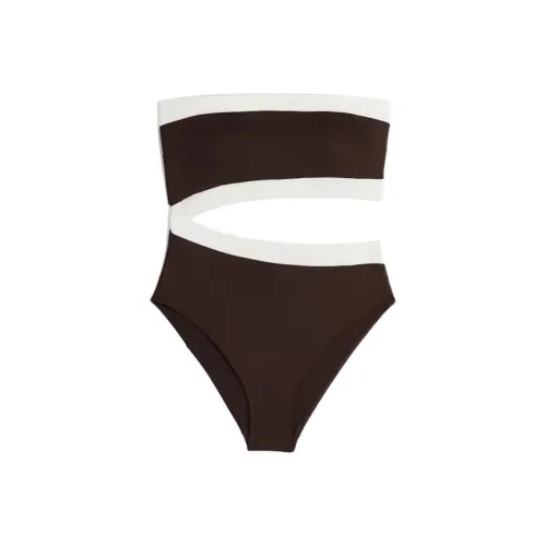 H&M Темно-кофейный/Белый Женские Ван-Пис Купальники