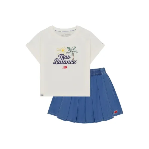 Детский возраст 3-7 лет New Balance совместный бренд Комплект с юбкой Айвори белый