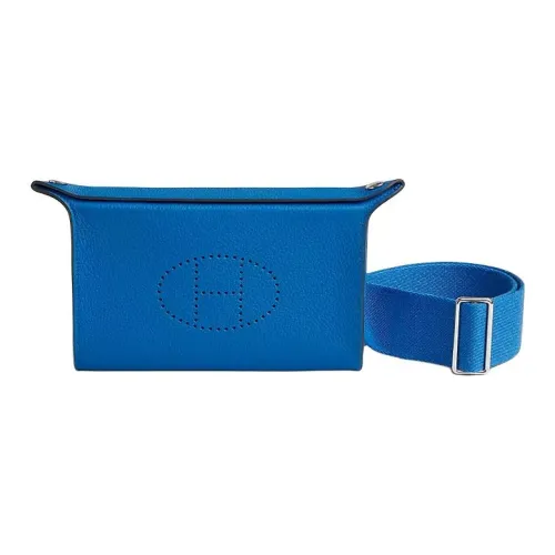 HERMES Videpoches Коровья кожа Togo Сумка на плечо Мужской I7 BLEU Zellige Мозаика Синий