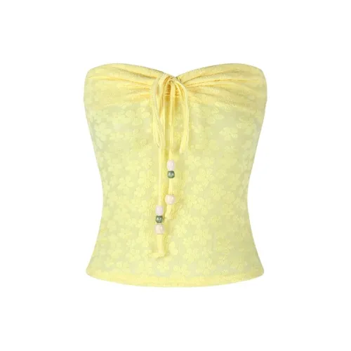 METE WHALE MT Желтый Без бретелей Топ Женские Майки