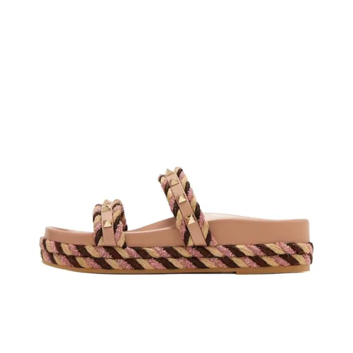 Valentino Rockstud Шлепанцы Женские Коричневый