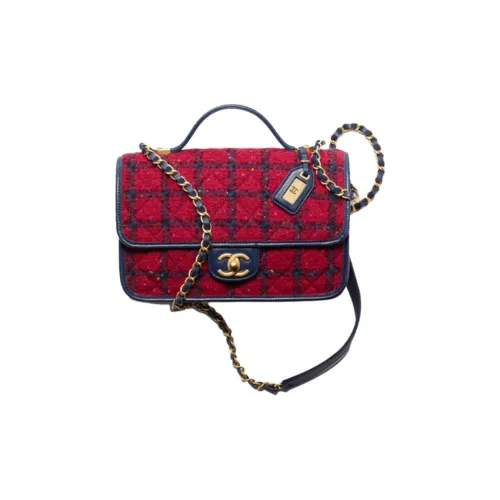 CHANEL Шерсть с шерстяной сумкой сумка через плечо маленькая сумка через плечо женская красная и морской синий