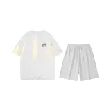 White (Белый топ + Цветочные серые шорты)