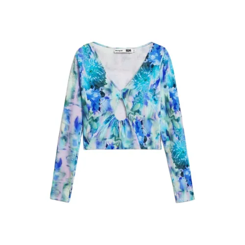 Desigual Морской синий Женские Короткие Топы