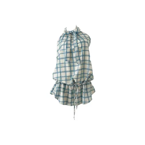 VKXOW Халтер Клетчатый Платье Женские Платья без рукавов