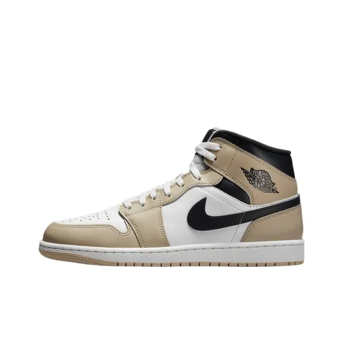 Jordan Air Jordan 1 MID Топ Винтажные баскетбольные кроссовки Мужской Ротангово-желтый