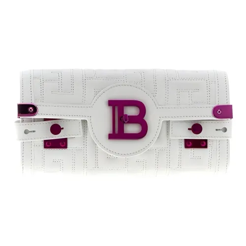 BALMAIN B Buzz Кожа Одно плечо Через плечо Клатч Женская Белая и Фуксия