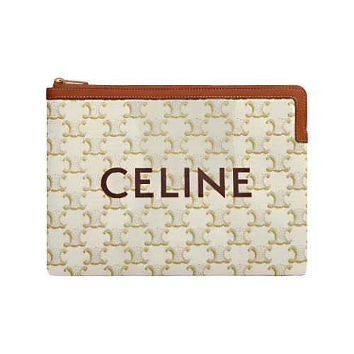 CELINE Triomphe Sheepskin Wallet Clutch Small Women's Candy White CELINE Triomphe Овчина Кошелек Клатч Маленький Женский Конфетный Белый
