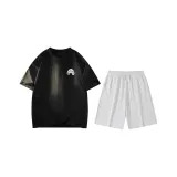 Black (Черный топ + Цветочные серые шорты)