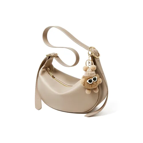 Narandu Коровья кожа Пельменная сумка Полумесяц сумка Сумка через плечо Средний Женская Овсяный