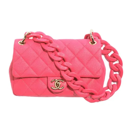 CHANEL Рельефная икорная коровья кожа сумка через плечо маленькая женская сумка цвет фуксия