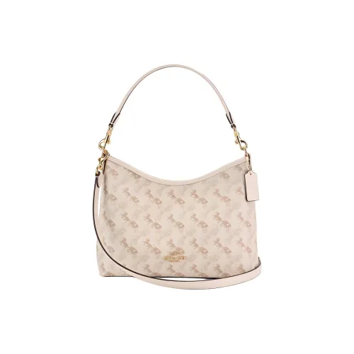 COACH Лорел Холст и Кожаная Сумка через плечо Большая Женская Молочно-белая