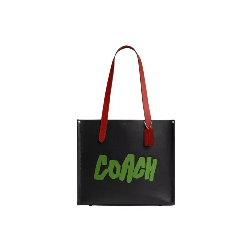 COACH Relay Коровья кожа Сумка через плечо Большая Мужская Черная Смешанная цветовая