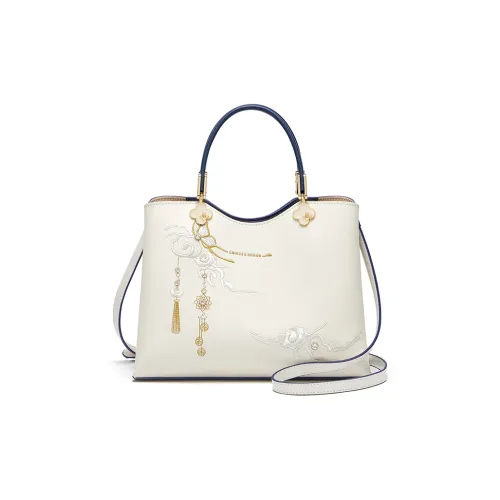 CNOLES Коровья кожа Одно плечо Сумка Обычный Женский Небесно-синий и Белый Облака