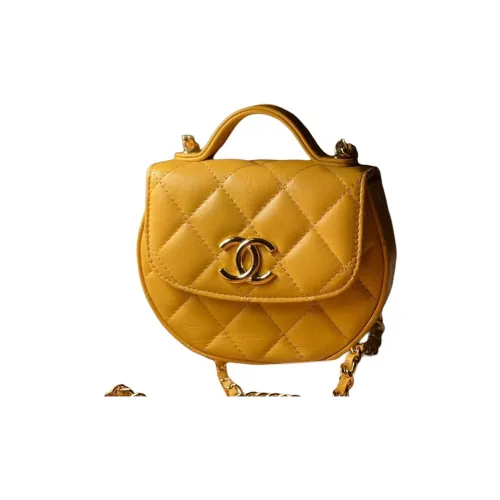 CHANEL Блестящая Телячья Кожа Сумка через плечо Сумка Женская Желтая