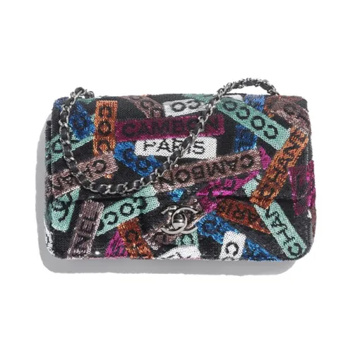 CHANEL Металлическая сумка с клапаном сумка через плечо маленькая женская многоцветная