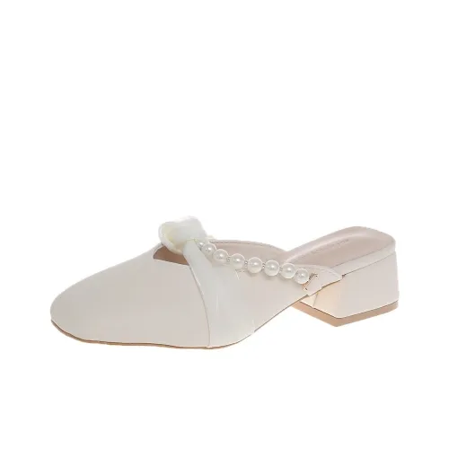 MUKALUO Резиновая подошва устойчивая к истиранию домашние тапочки женские цвет экрю