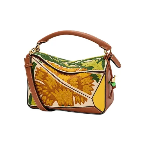 LOEWE Пазл Коровья кожа Сумка через плечо Сумка Маленькая Женская Желтая