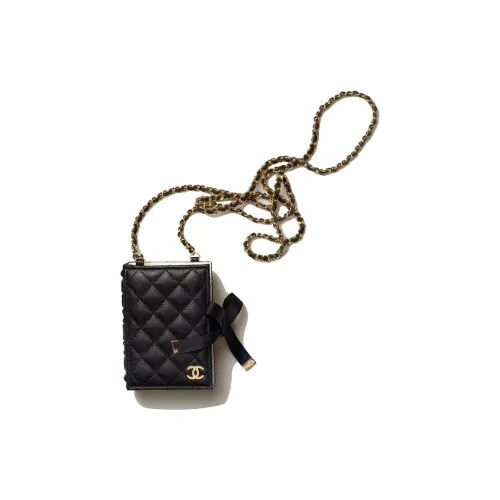CHANEL 22BFW Lambskin Картхолдер Картхолдер Кошелек для монет Сумка через плечо Женская Черная