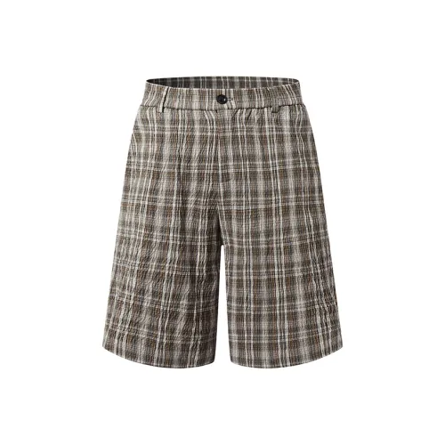 DIMC Серо-зеленые клетчатые унисекс повседневные шорты