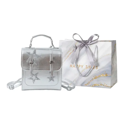 Miss Angel ПУ (полиуретан) Сумка через плечо Рюкзак Стандартный Женский Экрю Серебристый Черный