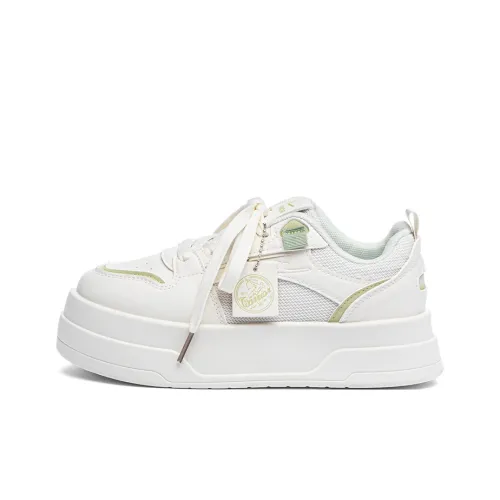 Warrior Аbrasion Resistant Дышащие Увеличивающие Высоту Низкие Кроссовки для Скейтбординга Женские Бежево-Зеленые