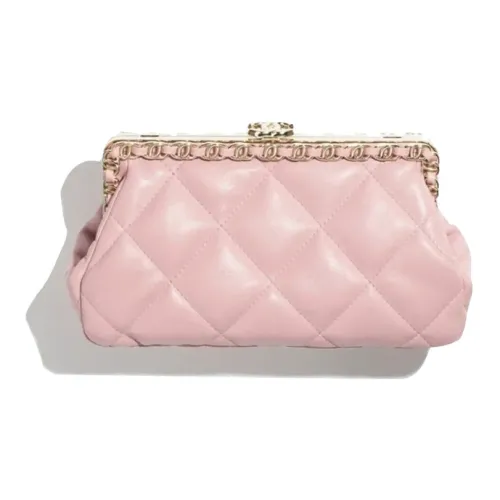 CHANEL Яркий Evening Клатч Сумка из овечьей кожи Маленькая Женская Светло-розовая