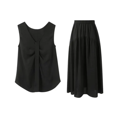 3COLOUR Одежда Наборы Классический черный Топ+юбка Женские Комплекты с юбкой