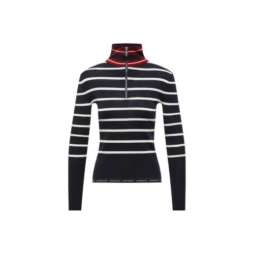 Moncler Синий с Белым Lettering Женские Свитеры