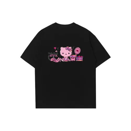 Sanrio x HelloKitty Hello Kitty Летняя футболка унисекс черно-белая