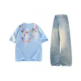 Комплект одежды (Топ Sky Blue + Винтажные синие штаны)