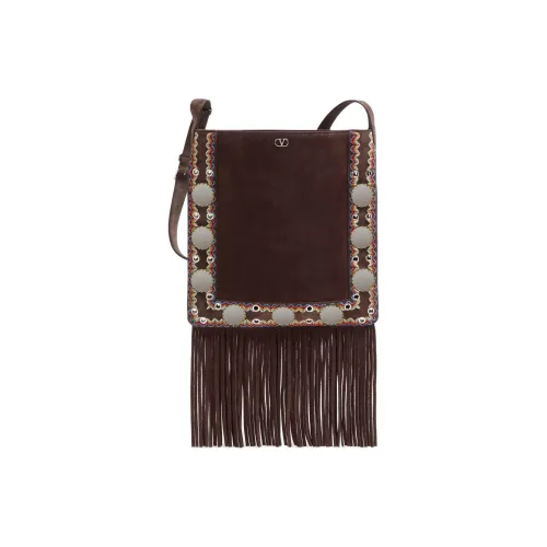 Valentino Garavani Замшевая сумка через плечо женская коричневая