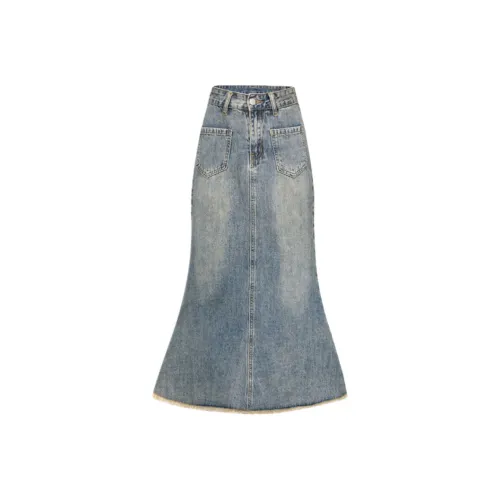 GOSO Светло-синий Женские Джинсовые Длинные Юбки