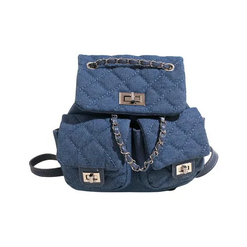 WXRX Denim Backpack Women's Light Blue Dark Blue WXRX Деним Рюкзак Женские Светло-Синий Темно-Синий