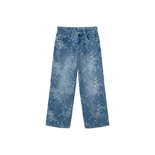 Ouyang Цветочный Бирюзовый Женские Джинсы